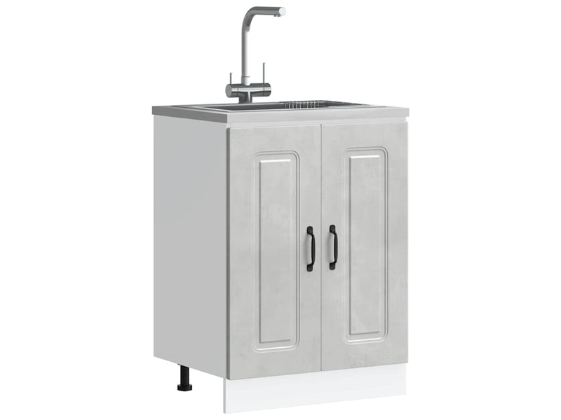Meuble de cuisine, meuble bas pour évier kalmar gris béton bois d'ingénierie - Conforama B