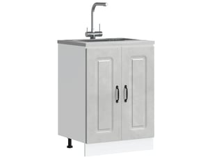 Meuble de cuisine, meuble bas pour évier kalmar gris béton bois d'ingénierie