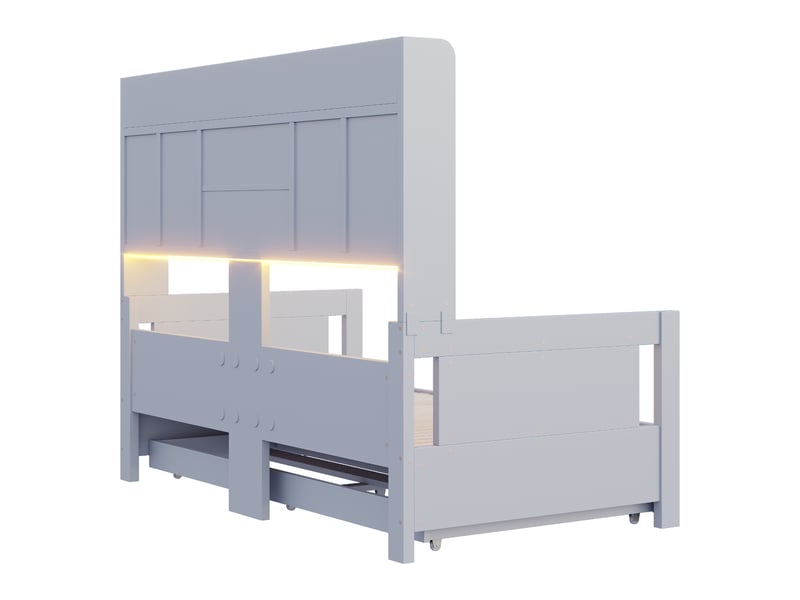  Lit canapé escamotable en bois gris 90 x 190 cm  - Conforama E