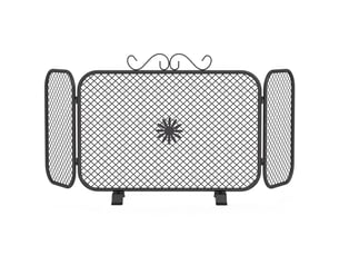 Pare-étincelles pliable en trois parties pour cheminée, 90 x 16 x 40 cm, noir