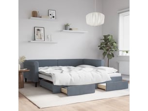 Lit adulte, lit simple, lit de jour avec gigogne et tiroirs sans matelas 100x200cm cf18219