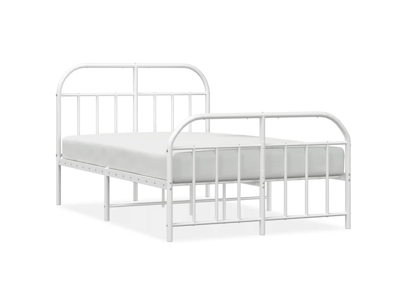 Lit double- lit adulte - cadre de lit métal sans matelas et pied de lit blanc 120x190 cm - Conforama A