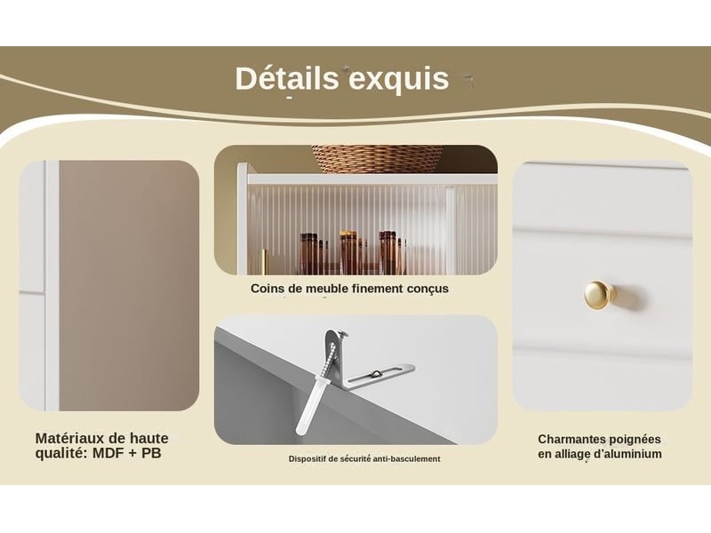  Servers, sideboards &amp; buffets - armoire de cuisine, armoire haute, armoire d'affichage, buffet avec rangement réglable, ar - mdf,particle board - blanc - 120 x 35 x 167 cm - usage domestique - installation simple N620P29701112W - Conforama E