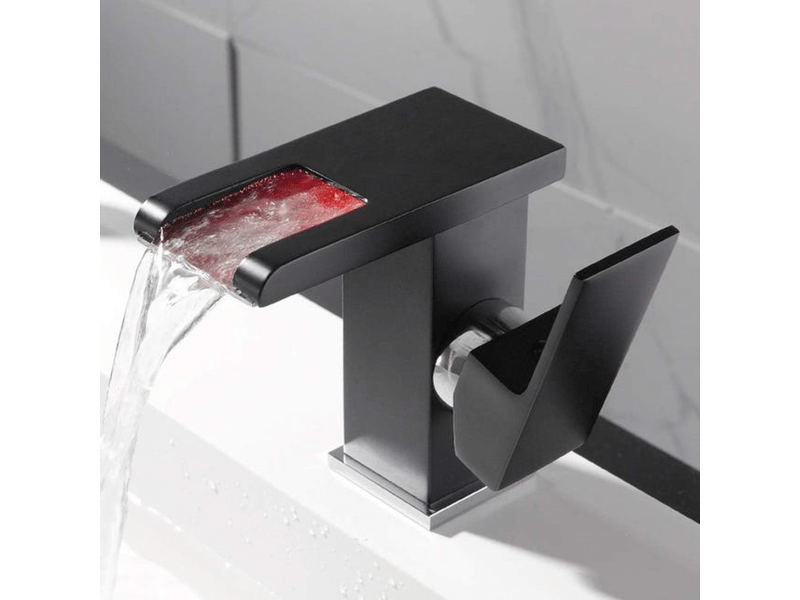  Robinet mitigeur de salle de bain noir avec éclairage led cascade - mitigeur de salle de bain  - Conforama B