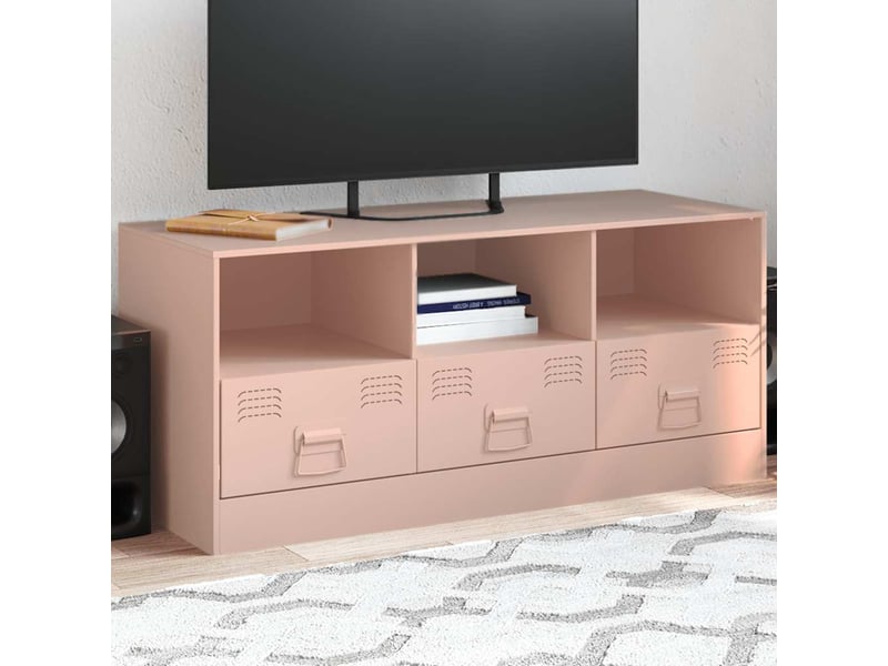  Meuble tv - banc tv - meuble de rangement rose 99x39x44 cm acier  - Conforama B