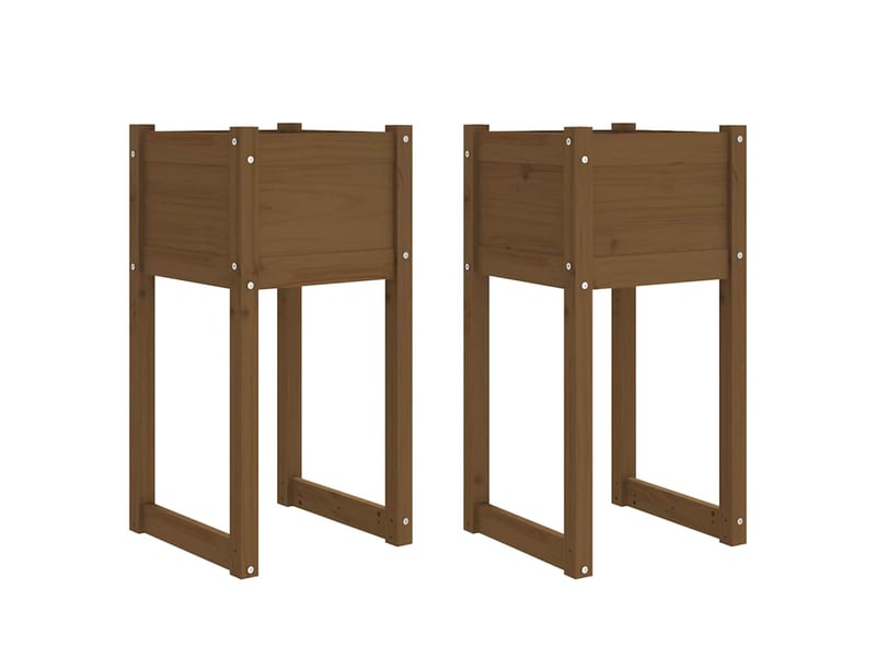  Jardinière - bac à fleurss 2 pcs marron miel 40x40x81 cm bois massif de pin  - Conforama A