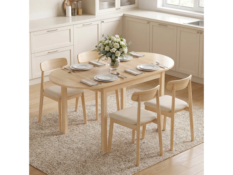  Table de salle à manger pliante ovale en bois massif 2 abattants peu encombrante 140l x 70l x 75h cm  - Conforama A