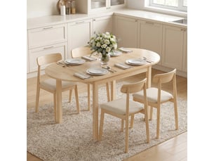Table de salle à manger pliante ovale en bois massif 2 abattants peu encombrante 140l x 70l x 75h cm