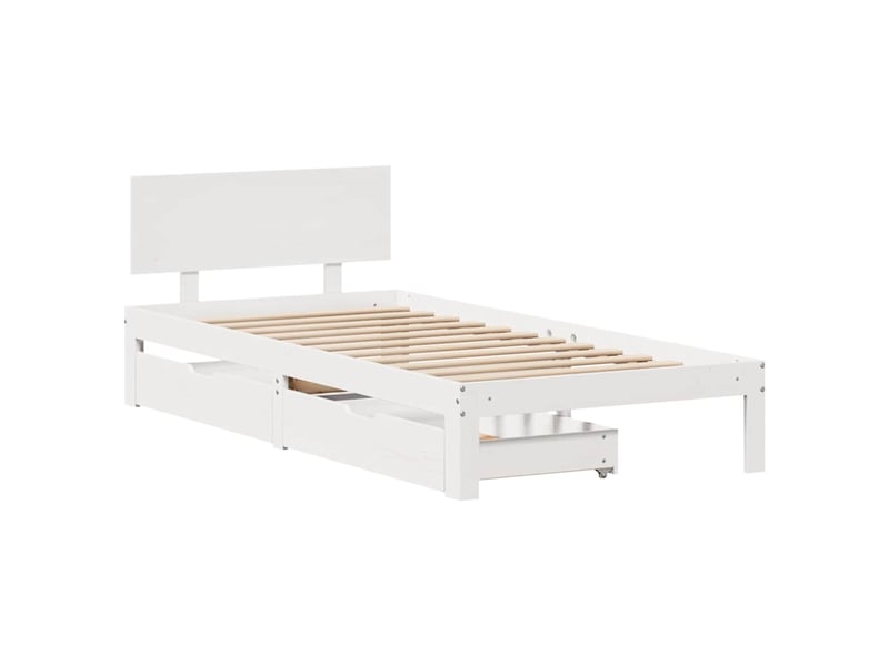  Lit simple- lit adulte -  cadre de lit avec tiroirs sans matelas blanc 90x200 cm  - Conforama B