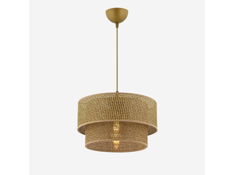  Suspension luminaire en métal et coton echo - beige  - Conforama A