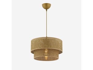 Suspension luminaire en métal et coton echo - beige
