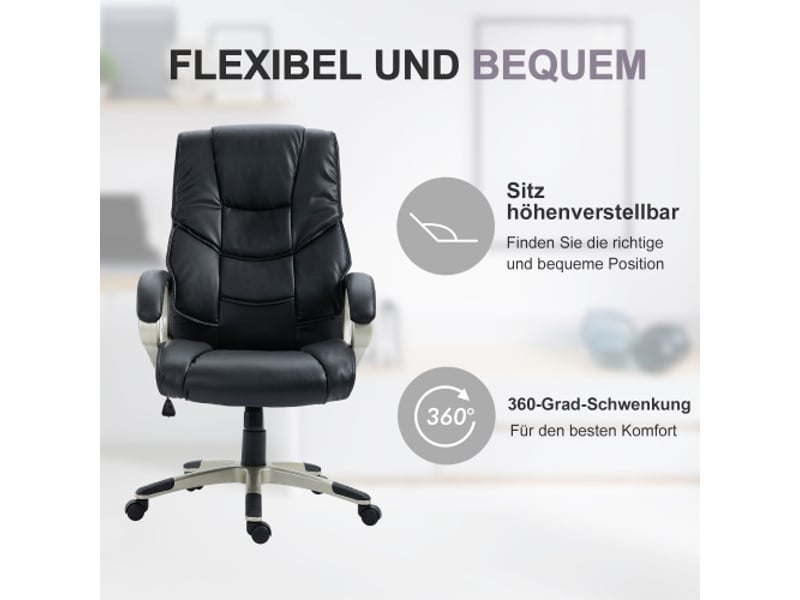  Chaise de bureau ergonomique inclinable, réglable en hauteur 114-124 cm, confortable  - Conforama B