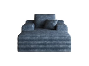 Méridienne modulaire 1 place à assise profonde en mousse, sans montage, en velours côtelé bleu