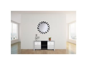 Miroir mural mosaic avec cadre effet 3d argent et noir
