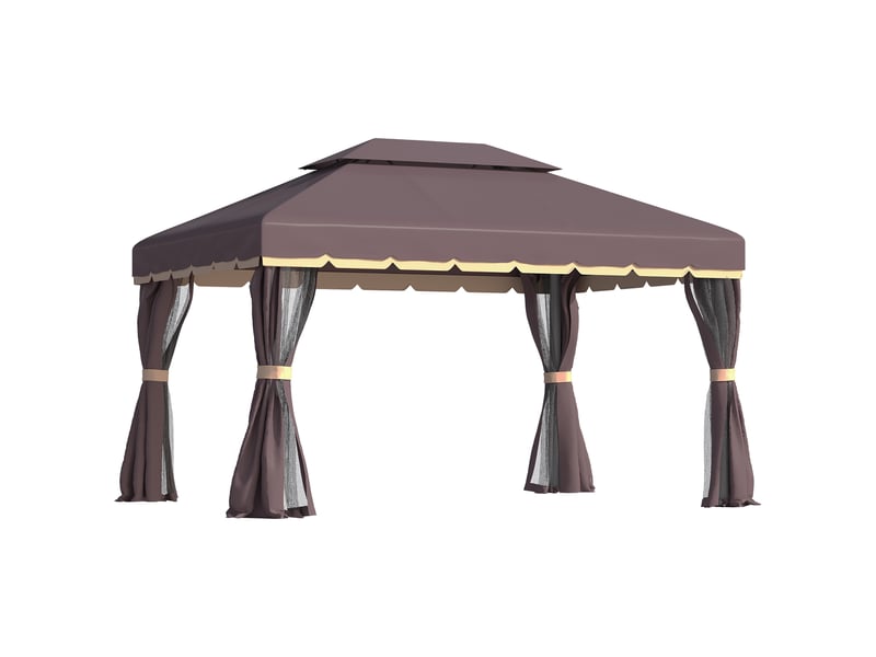  Pavillon de jardin - outsunny - dimensions - couleur café - cadre en aluminium robuste 390x290x280cm - Conforama A