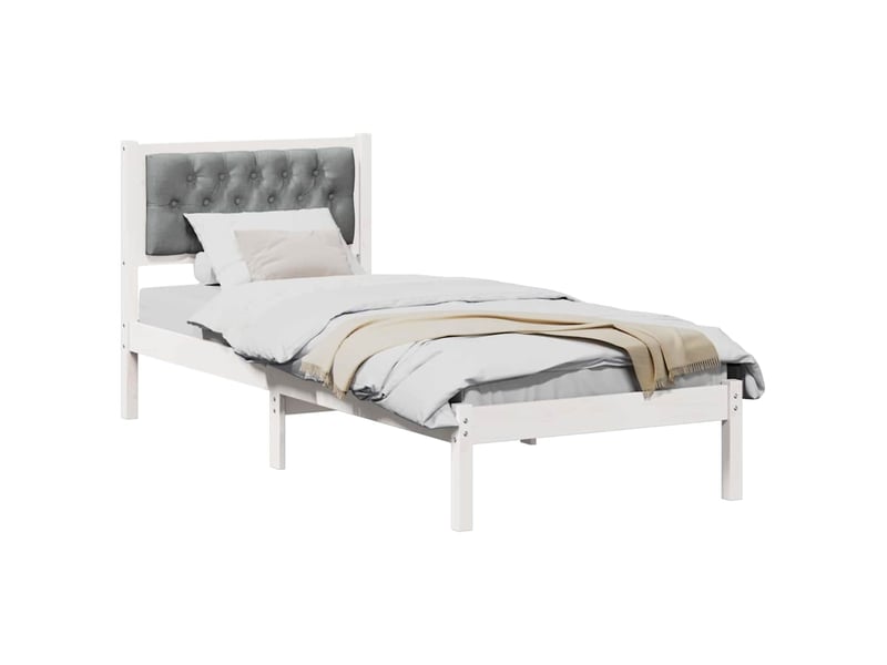  Lit simple- lit adulte -  cadre de lit avec tête de lit gris clair 80 x 200 cm pin massif  - Conforama B