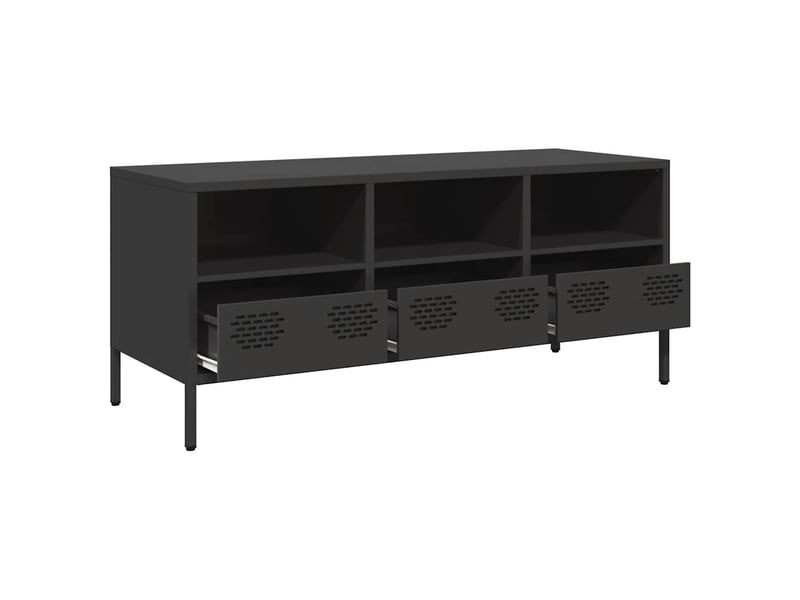  Meuble tv - banc tv - meuble de rangement noir 101,5x39x43,5 cm acier laminé à froid  - Conforama E