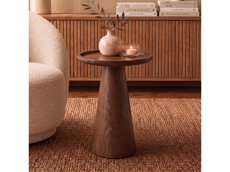  Table d'appoint en placage noyer, d40 cm-côme Côme - Conforama B
