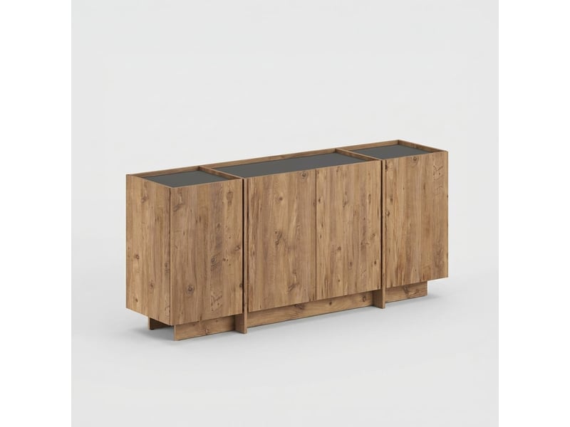  Buffet de salon 4 portes avec étagères et fermeture douce dorma - bois neutre  - Conforama A