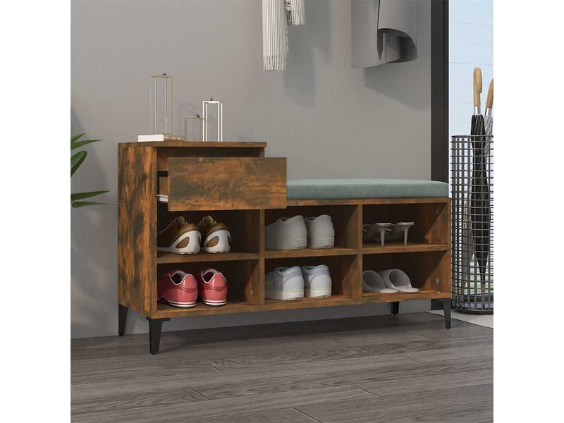  Meuble à chaussure, armoire à chaussures chêne fumé 102x36x60 cm bois d'ingénierie shl7264  - Conforama C