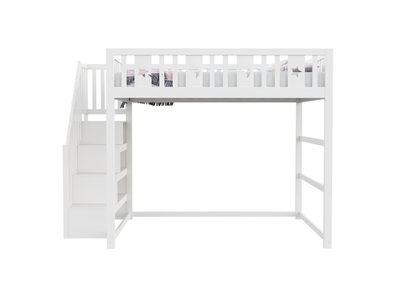  Lit mezzanine 140x200cm coloris blanc bois massif lit enfant blanc - Conforama A
