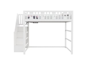 Lit mezzanine 140x200 cm <strong>MERAX</strong>  <strong>lit enfant blanc</strong> coloris blanc