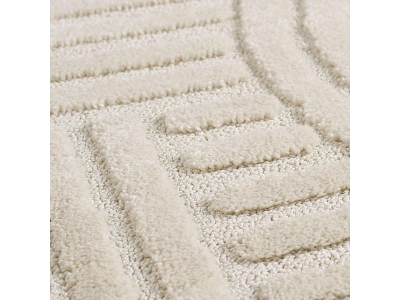  Tapis chambre 80 x 150 cm, motif géométrique en relief, crème, noor  - Conforama C