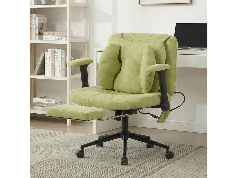 Chaise de bureau pivotante avec hauteur réglable - lpospi - soutien lombaire gonflable, tissu - vert - Conforama B