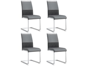 Chaise de salle à manger 4 pcs, dossier haut en simili cuir pu et lin, chaise d'appoint, gris