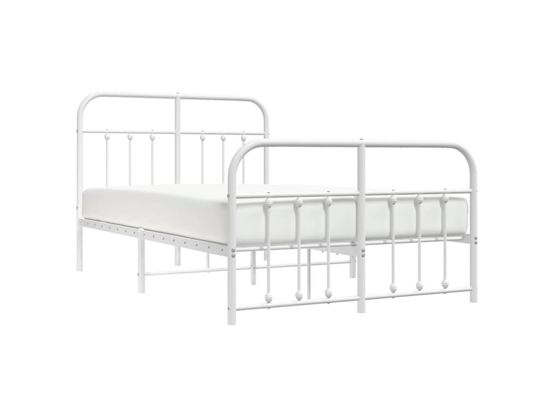  Lit double- lit adulte -  cadre de lit métal sans matelas et pied de lit blanc 120x190 cm  - Conforama D