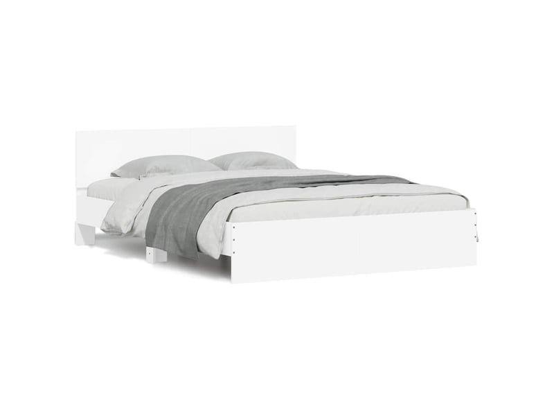  Lit double- lit adulte -  cadre de lit avec led sans matelas blanc 160x200 cm  - Conforama D
