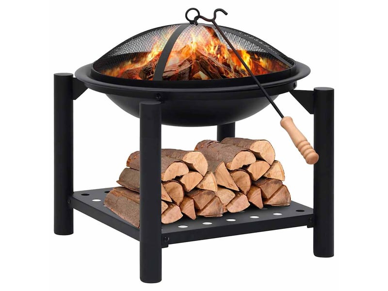  Brasero exterieur, foyer camping avec tisonnier 54x54x55 cm acier  - Conforama B
