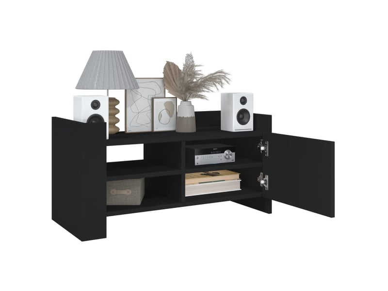  Meuble tv - banc tv - meuble de rangement noir 80x35x40 cm bois d’ingénierie  - Conforama C