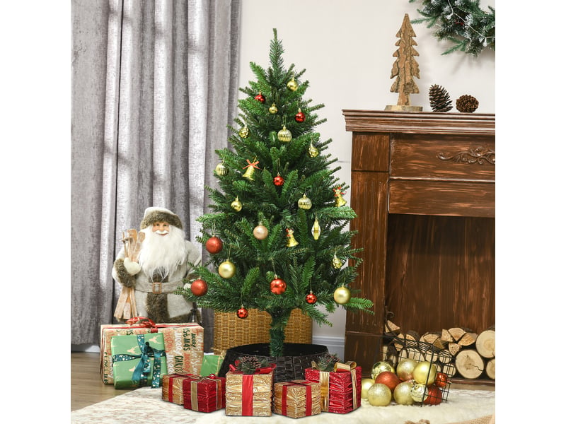  Sapin de noël artificiel avec 310 branches support en acier socle pliable en acier hauteur vert 120 cm  - Conforama A
