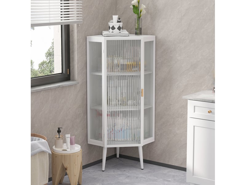Colonne de salle de bain d’angle 3 niveaux en verre trempé 110 cm homvra - Conforama B