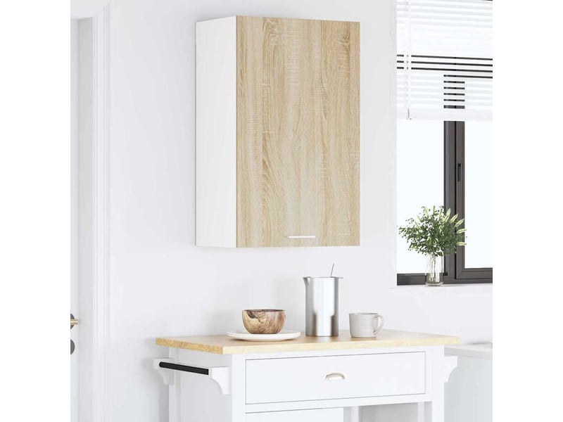  Meuble de rangement cuisine, armoire suspendue chêne sonoma et blanc 50x31x80cm  - Conforama D