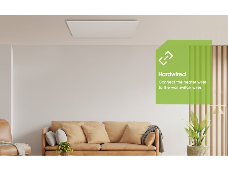  Panneau chauffant électrique de plafond en aluminium blanc 122 × 62 cm, fil nicr, protection anti-surchauffe  - Conforama C