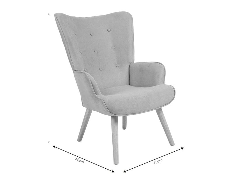  Fauteuil en tissu vert clair pied en bois 75x69x96 cm  - Conforama E