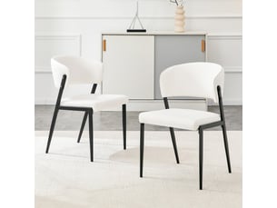 Lot de 2 chaises de salle à manger modernes, piètement en métal, assise et dossier rembourrés