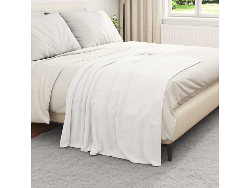  Plaid canapé blanc 130x150 cm 0.51 kg polaire  - Conforama C