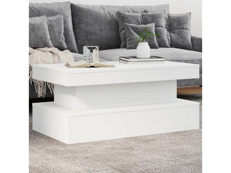 Table basse - table de salon - table à thé avec lumières led blanc 90x50x40 cm - Conforama B