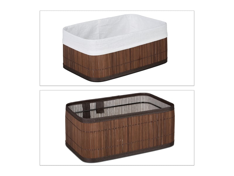 Lot de 3 boîtes de rangement en bambou pratiques pour salle de bain 8 x 21,5 x 12 cm en bambou naturel 13_0005961  - Conforama C