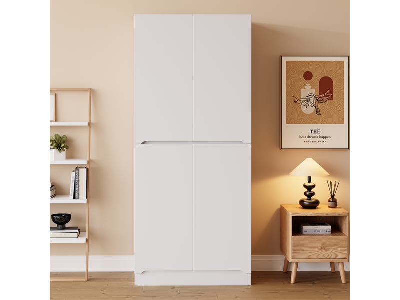  Armoire 4 porte(s) 0 tiroir(s) coloris blanc largeur 70 cm bois massif armoire blanc - Conforama D