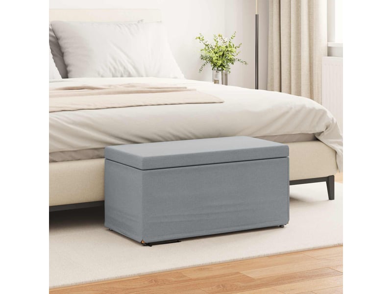  Tabouret bas, ottoman gris clair 81x41x40 cm tissu et bois stratifié  - Conforama B