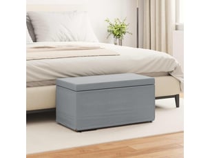 Tabouret bas, ottoman gris clair 81x41x40 cm tissu et bois stratifié