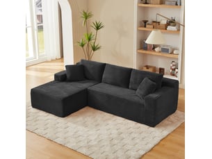 Canapé d’angle modulable 4 places 252,5x163x65 cm, canapé nuage sans montage, 4 configurations, méridienne xxl, mousse à mémoire de forme, noir