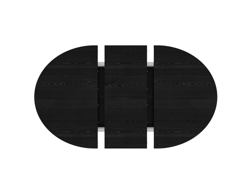  Table de salle à manger extensible avec espace de rangement (110–149,8 cm), portes coulissantes et étagère amovible, noir  - Conforama E