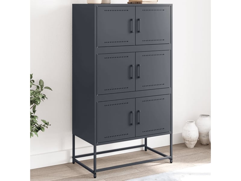 Buffet - bahut - meuble de rangement anthracite 68,5x38,5x123,5 cm acier  - Conforama B