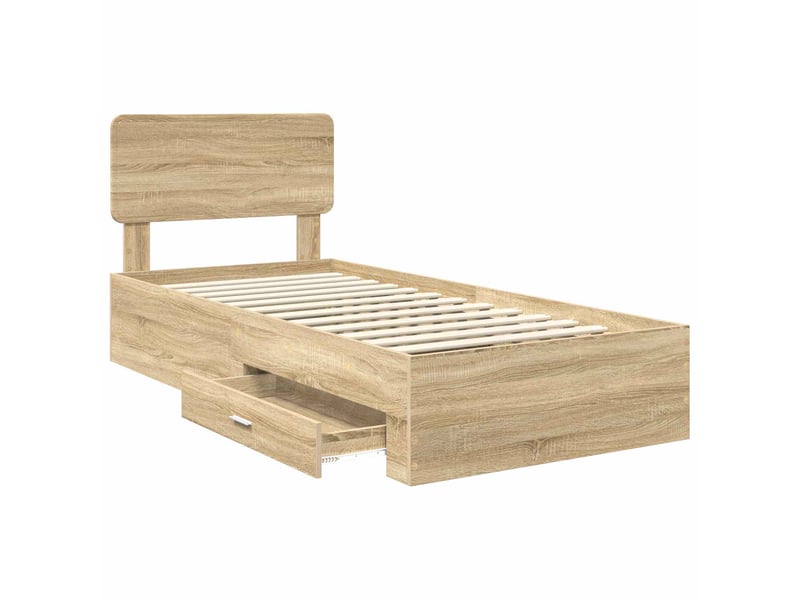  Lit simple- lit adulte -  cadre de lit chêne sonoma 100 x 200 cm bois d'ingénierie  - Conforama D