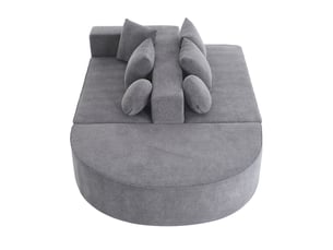 Canapé droit compressé fixe 5 places Tissu blanc